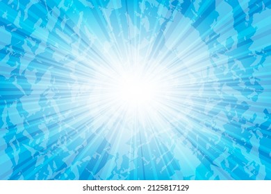 Resumen de fondo azul con rayos solares. Ilustración vectorial de verano para el diseño