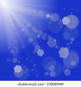 Abstract Blue Background with Sun Rays. Sun Burst.
