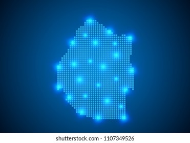 Abstract blue background with Swaziland map, internet line, connected points. Swaziland map with dot nodes. Global network connection concept. Wire frame 3D mesh polygonal network line. vector.