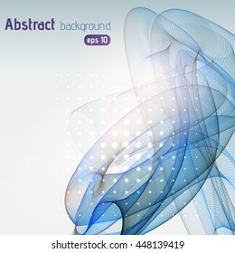 Abstract blue background with swirl waves. Eps 10 vector illustration. blue, white, silver colors. 