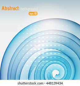 Abstract blue background with swirl waves. Eps 10 vector illustration. Blue, white colors.