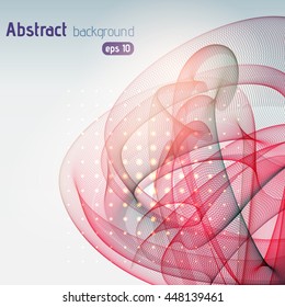 Abstract blue background with swirl waves. Eps 10 vector illustration. Red, pink, white, gray,   colors. 