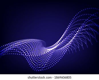 Abstract blue background Tech vector data background with glowing dots Wavy background