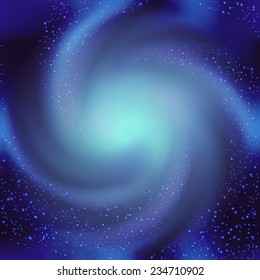 Abstract blue background for text with a space spiral.