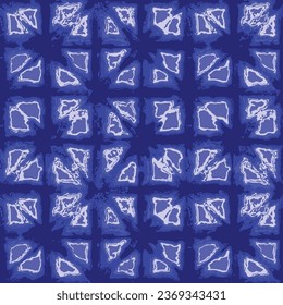 Textura de fondo azul abstracta en estilo ornamental geométrico. Diseño sin foco. Patrón marino sin foco. Textura de fondo naval en estilo ornamental geométrico índigo azul.