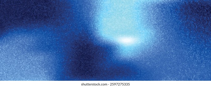 Abstract blue background with a textured, grainy style. The background features a gradient of blue tones, creating a dynamic background effect. Minimal grainy texture vector gradient background 
