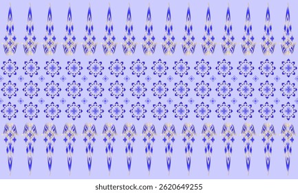 Abstract blue background with Thai and geometric patterns. Designed for printing on fabric, wallpaper, wrapping paper, notebook covers.