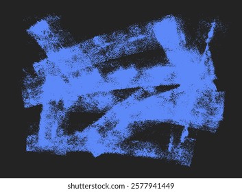 Abstract blue background with thick rough brush strokes. Hand drawn grunge funky texture. Overlay grunge punk texture background. Grainy vector bold rough lines. Sketchy bold random smears.