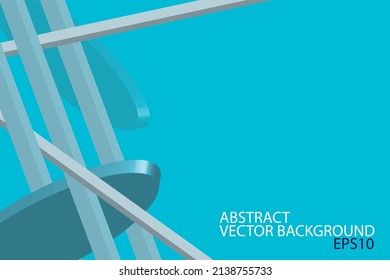 Abstract blue background with three-dimensional shapes and with space for text. Vector graphics.
