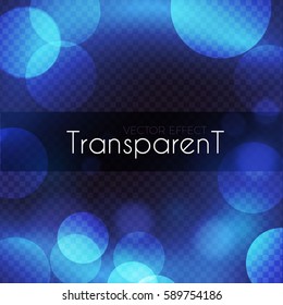 Abstract Blue Background with Transparent Bokeh Effect. Flying Circles. Vector illustration