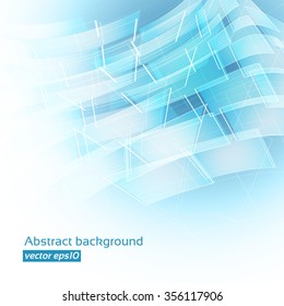 abstract blue background with transparent lines and shapes. editable vector