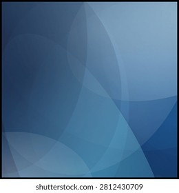Abstract blue background with transparent overlapping curved shapes and gradient effect