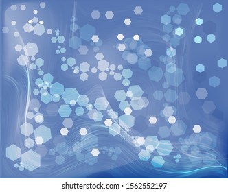 Abstract blue background with transparent smoke and luminous shapes