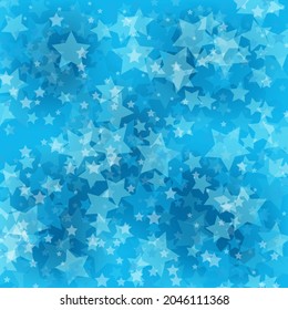 Abstract blue background with transparent stars, festive background design