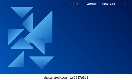 ABSTRACT BLUE BACKGROUND WITH TRIANGLE GEOMETRIC SHAPES GRADIENT COLOR DESIGN VECTOR TEMPLATE GOOD FOR MODERN WEBSITE, WALLPAPER, COVER DESIGN