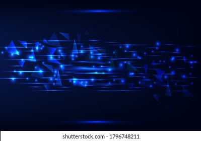 Resumen de fondo azul con triángulos, líneas y radiancia. Moderno y futurista fondo energético. ilustración vectorial