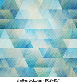 abstract blue background with triangles and stripes on paper texture