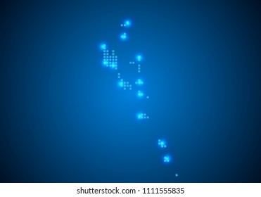 Abstract blue background with Vanuatu map, internet line, connected points. Vanuatu map with dot nodes. Global network connection concept. Wire frame 3D mesh polygonal network line. vector.