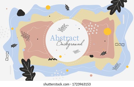 Abstract blue background with various shapes and doodle elements. Hand made doodle colorful geometric vector backgrounds perfect for web and application design, banners, posters, advertising and more
