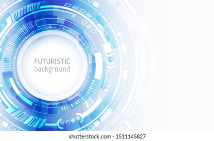 Abstract blue background with various technology elements. Hi-tech communication concept. Connection structure vector illustration.