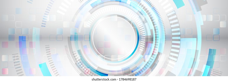 Abstract blue background with various technology elements. Hi-tech Futuristic digital science, communication concept. Connection structure vector illustration. 
