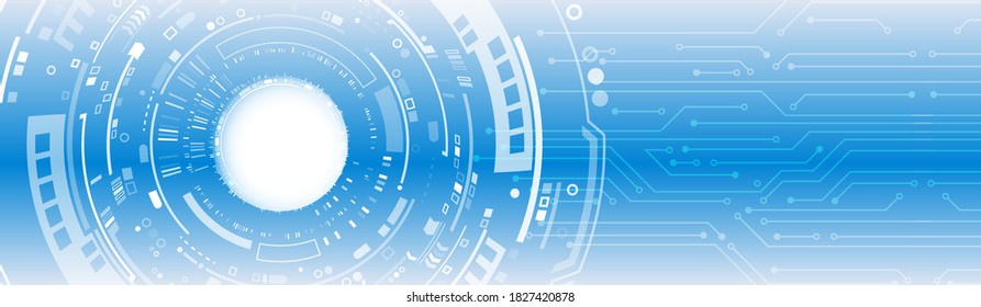 Resumen de fondo azul con varios elementos tecnológicos. Concepto de comunicación de alta tecnología. Ilustración vectorial de la estructura de conexión amplia. 