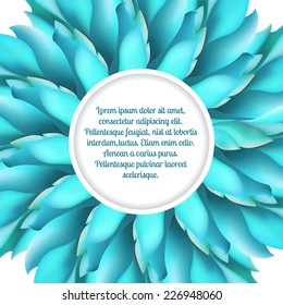 Abstract blue background. Vector card with abstract flower for your design. 