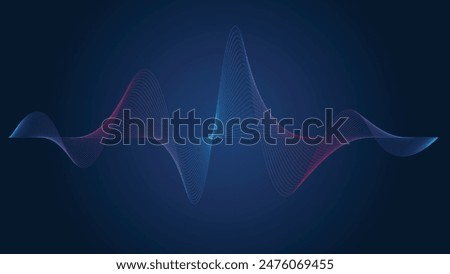 Abstract Blue background vector design. Sound wave background with dark blue and gradation, suitable for banner, billboard, media promotion, web, presentation, award, certificate, etc.
