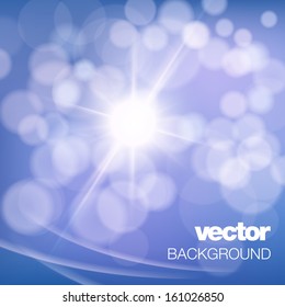 Abstract blue background with vector sun. Background for presentation. Vector illustration. 