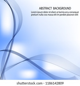Abstract blue background with vector wave lines. Element of design