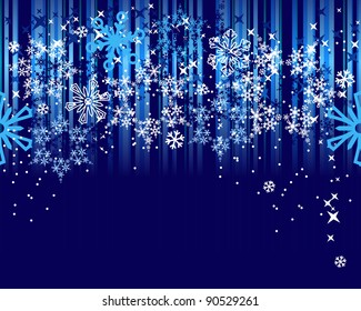 Abstract blue background with vertical stripes and stars