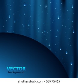 Fondo Azul Resumen Con Caídas De Agua, Ilustración Vectorial