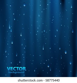 Fondo Azul Resumen Con Caídas De Agua, Ilustración Vectorial