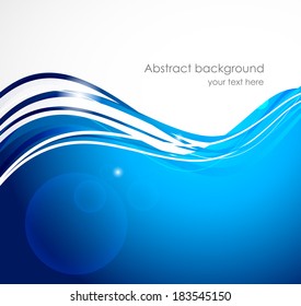 Abstract blue background. Wave banner. Vector illustration. Design template.