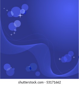 Abstract blue background with a wave and boke