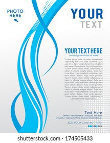Abstract blue background with wave - brochure design or flyer