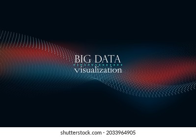 abstract blue background with a wave of dots. dots connection technology. musical wave. vector illustration