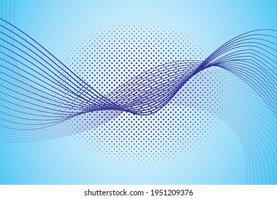 Abstrakter blauer Hintergrund mit Wellen und Halbton. 