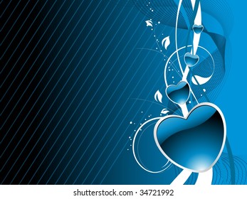 fondo azul abstracto con ola y corazón azul