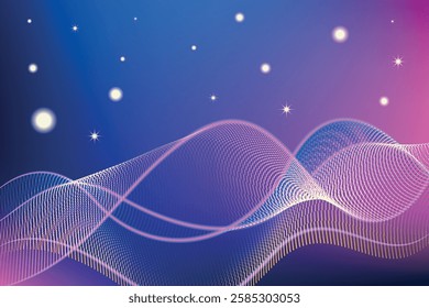 abstract blue background with wave lines dot texture star blue pink yellow colour, abstract background with waves and stars, 