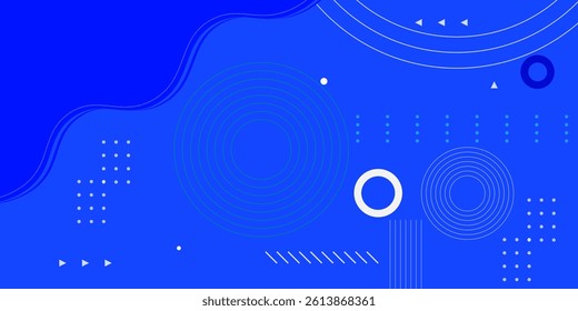 Abstract blue background - wave pattern and geomatric circles  with abstract lines design background vector illustration. Futuristic concept. Luxury pattern. High quality graphic.