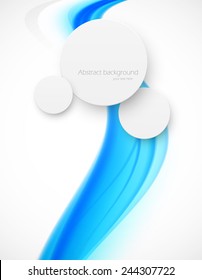 Abstract blue background with waves and circles.