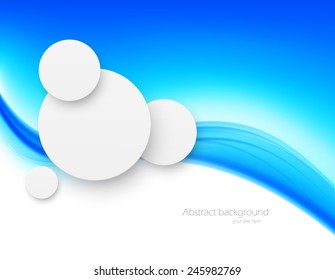 Abstract blue background with waves and circles.