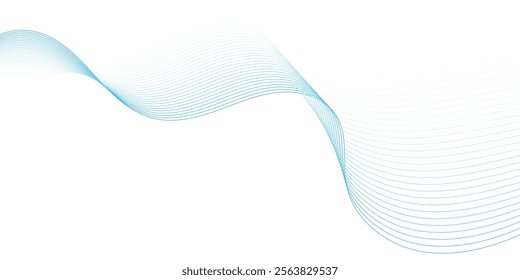 Abstract blue background with waves Digital frequency equalizer. digital Stylized line art background. Vector