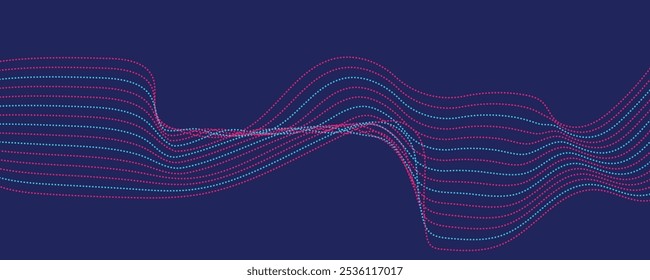 Abstractas fondo azul con ondas. Ondas y partículas futuristas	