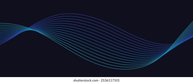 Abstract blue background with waves. Futuristic waves and particles	