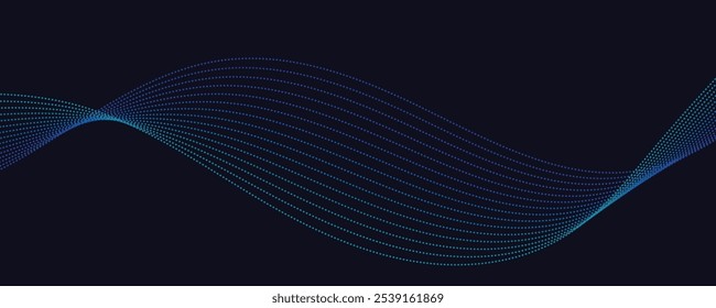 Abstract blue background with waves. Futuristic waves and particles	