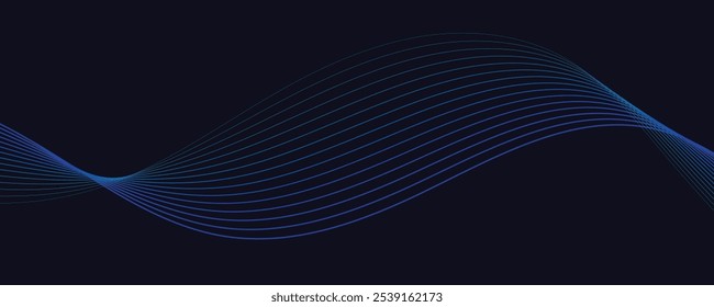 Abstract blue background with waves. Futuristic waves and particles	