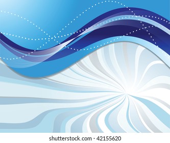 Abstract blue background with waves. Vector illustration