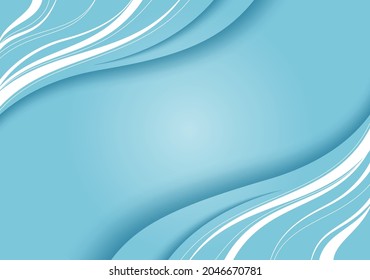 Abstract blue background with wavy lines. Vector illustration